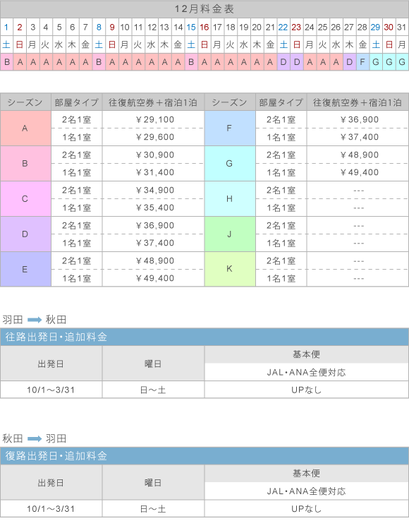 12月料金表