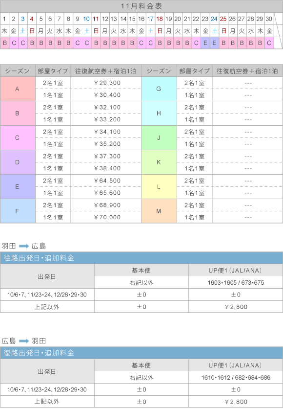 11月料金表