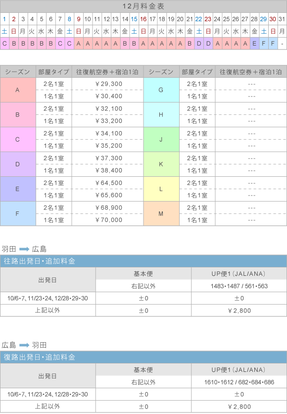 12月料金表