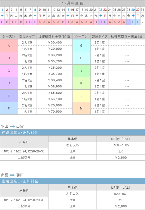 12月料金表