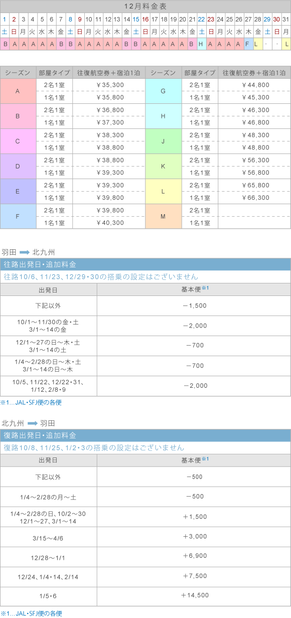 12月料金表