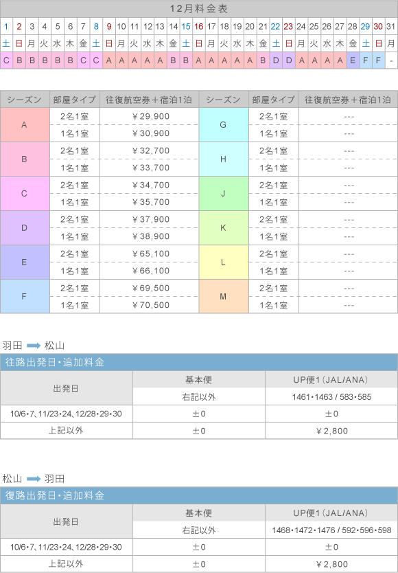 12月料金表