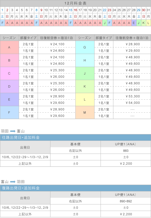 12月料金表