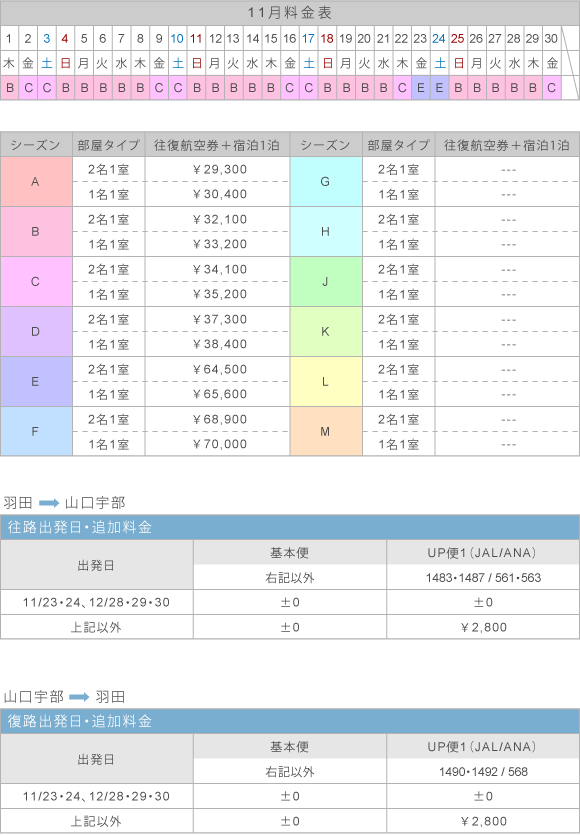 11月料金表