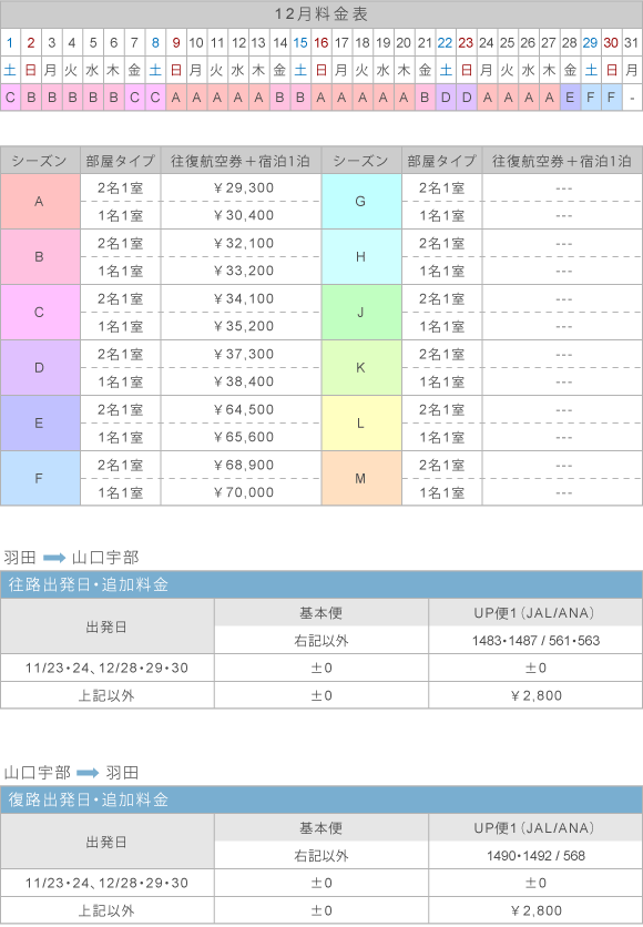 12月料金表